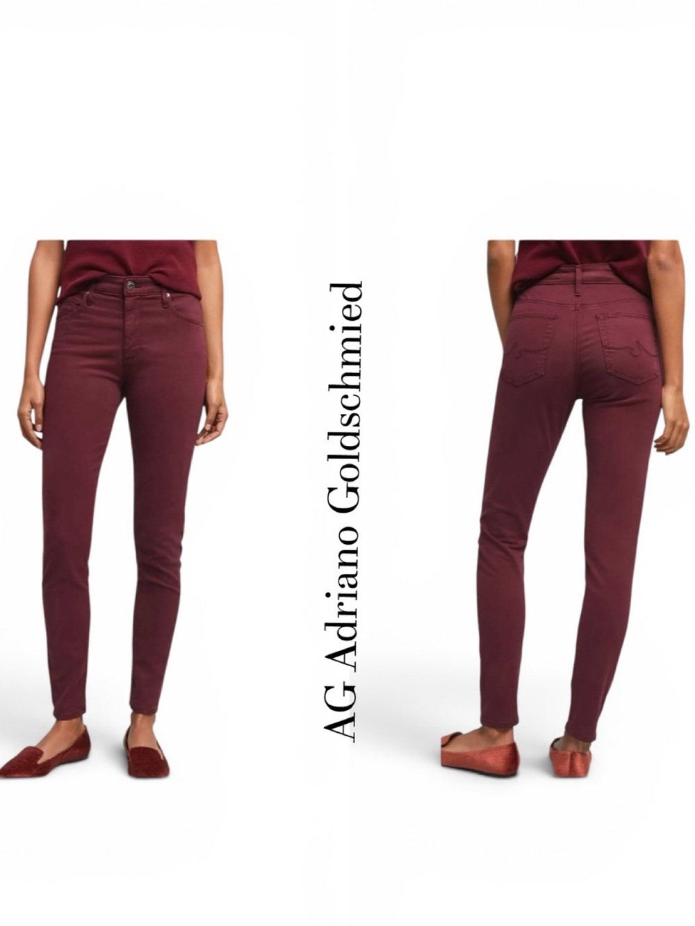 AG Adriano Goldschmied The Abbey Super Skinny Ankle Jeans Burgundy Size 26 R